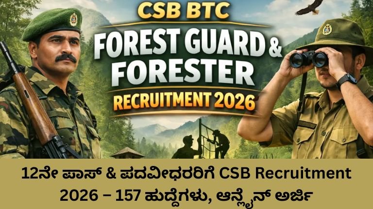 12ನೇ ಪಾಸ್ & ಪದವೀಧರರಿಗೆ CSB Recruitment 2026 – 157 ಹುದ್ದೆಗಳು, ಆನ್ಲೈನ್ ಅರ್ಜಿ