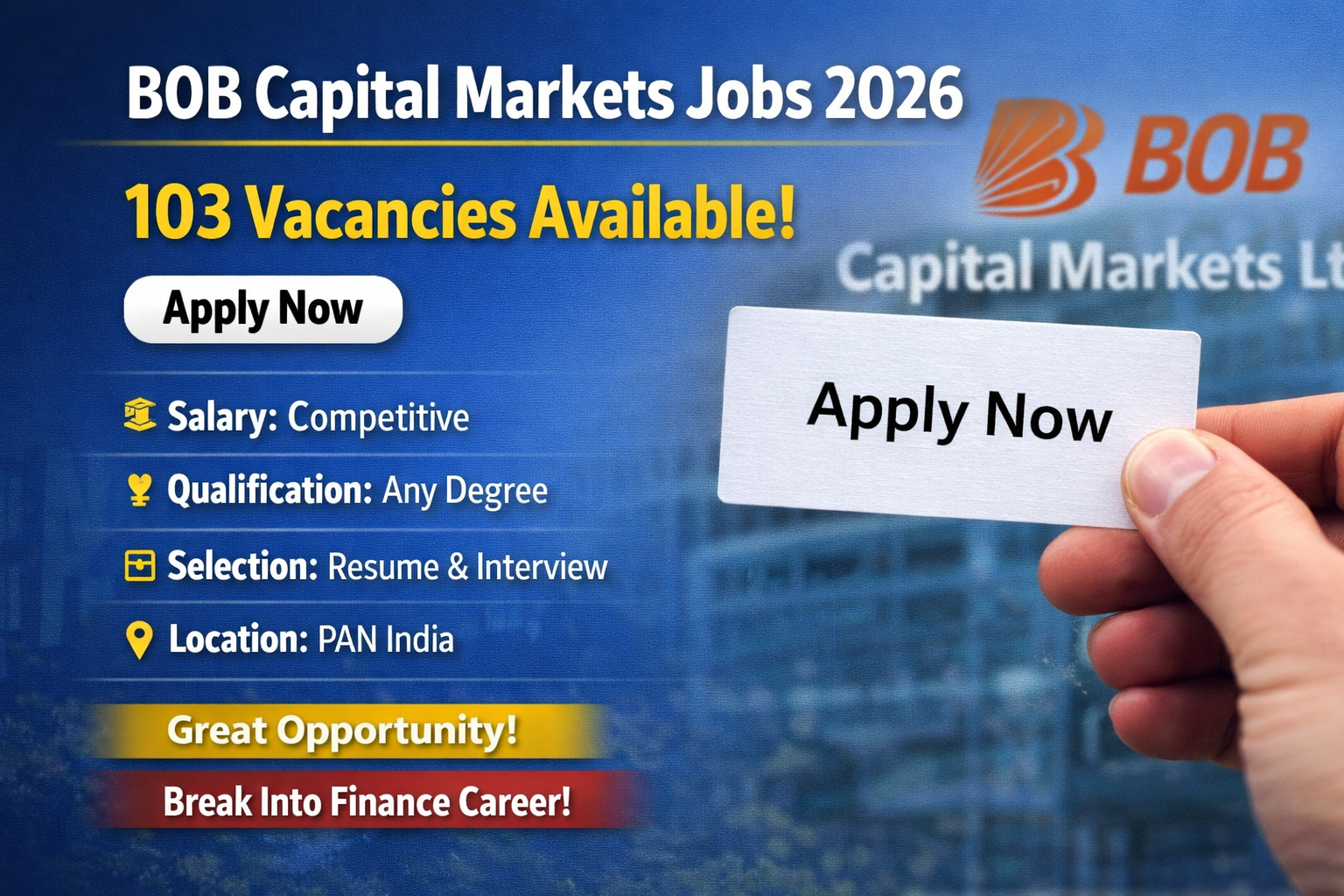 bob capital markets job opportunities 2026