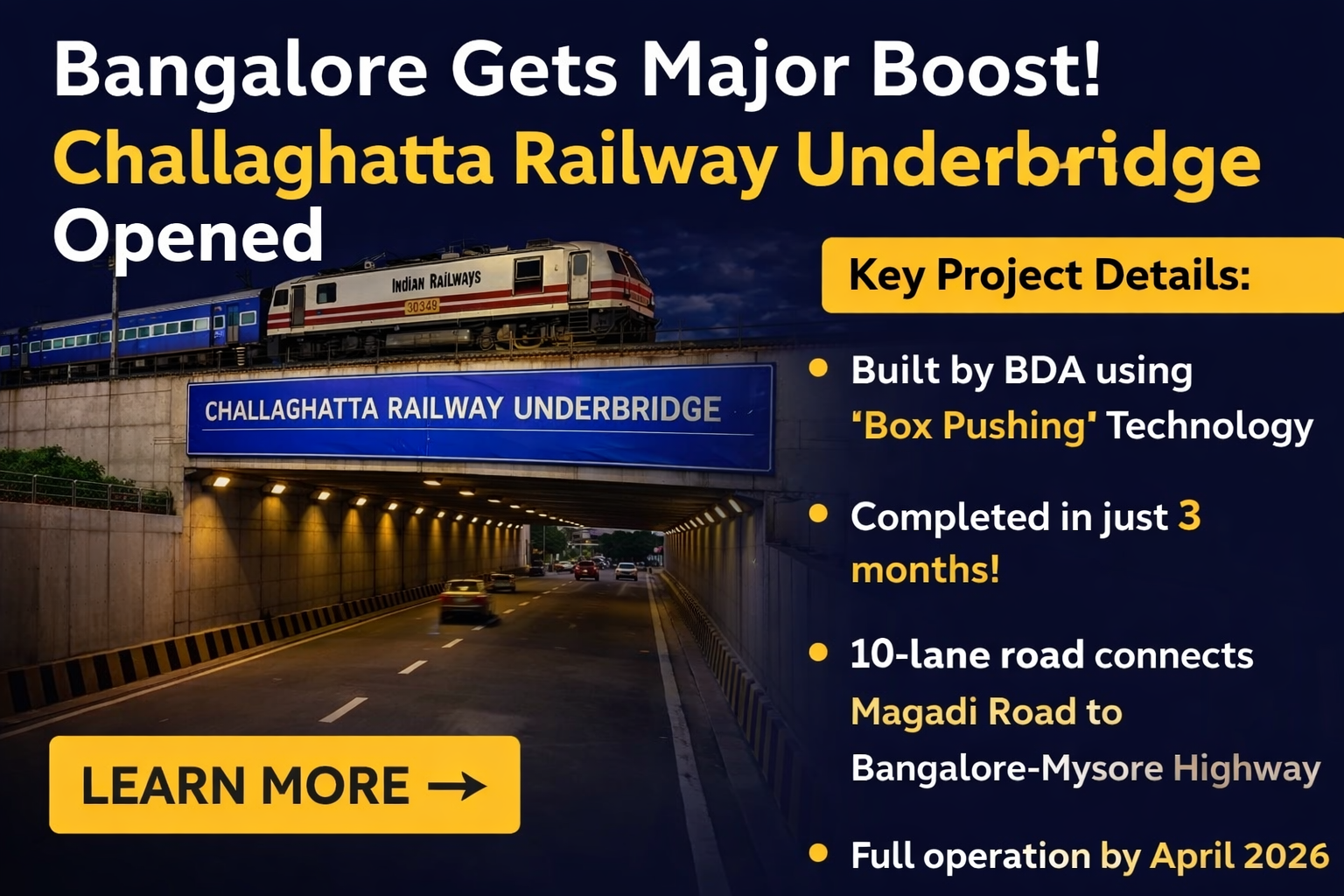 challaghatta railway underbridge unveiled in bangalore