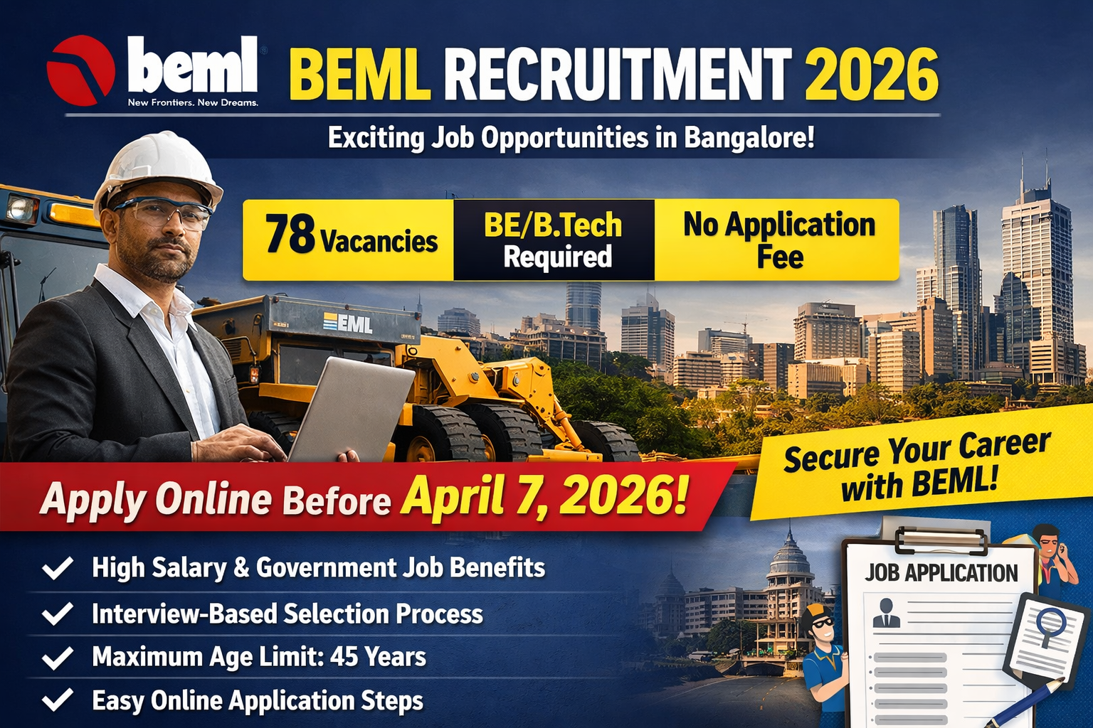 BEML recruitment 2026 opportunities in Bangalore